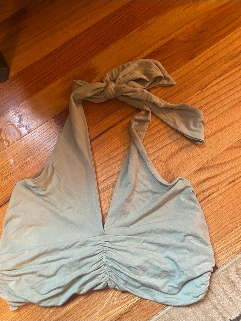 Final Touch Sage Green Halter Tie-Back Camisole